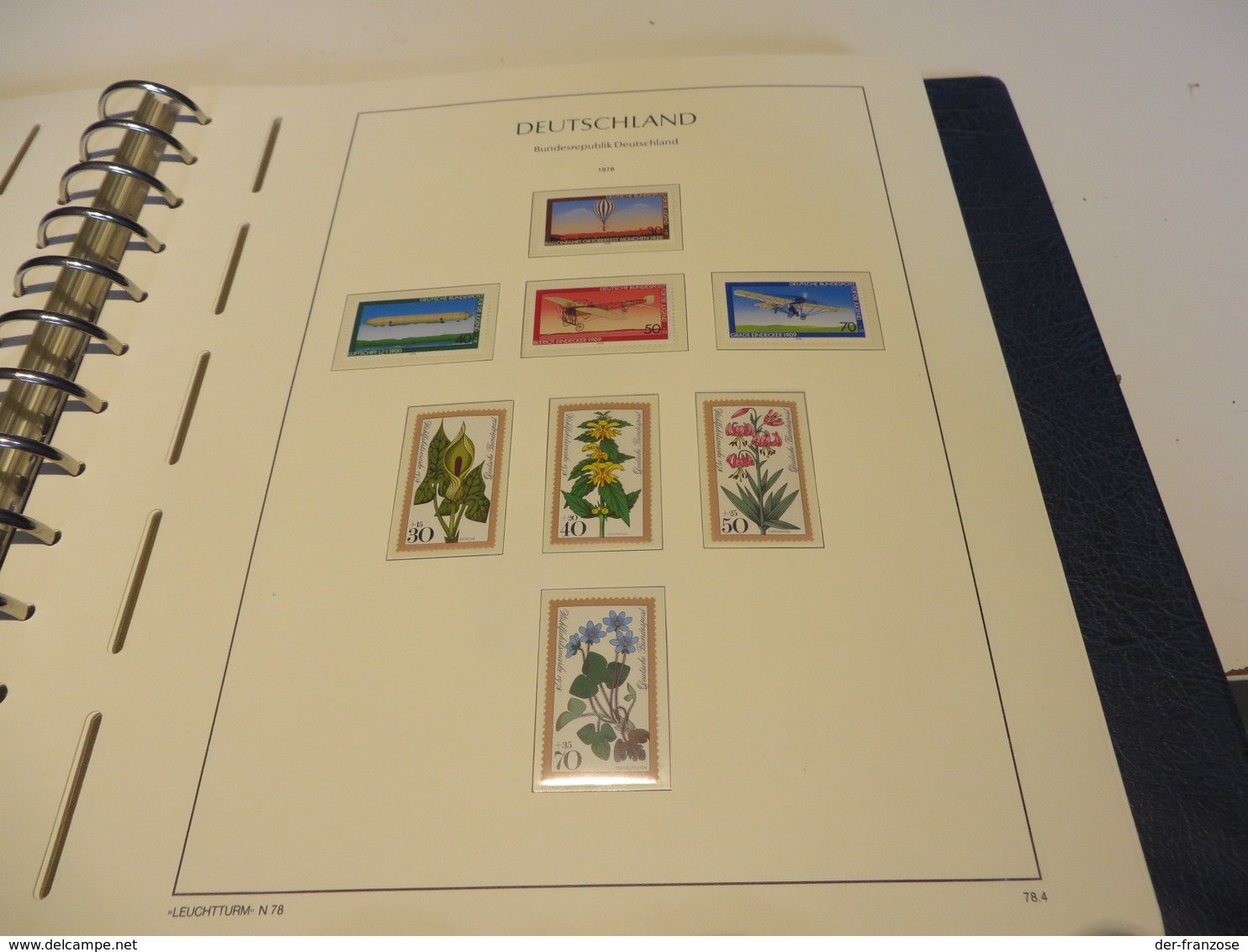 DEUTSCHLAND  1970 bis 1989  LEUCHTTURM - FALZLOS - VORDRUCKTEX  mit   ** /  MARKEN im BINDER