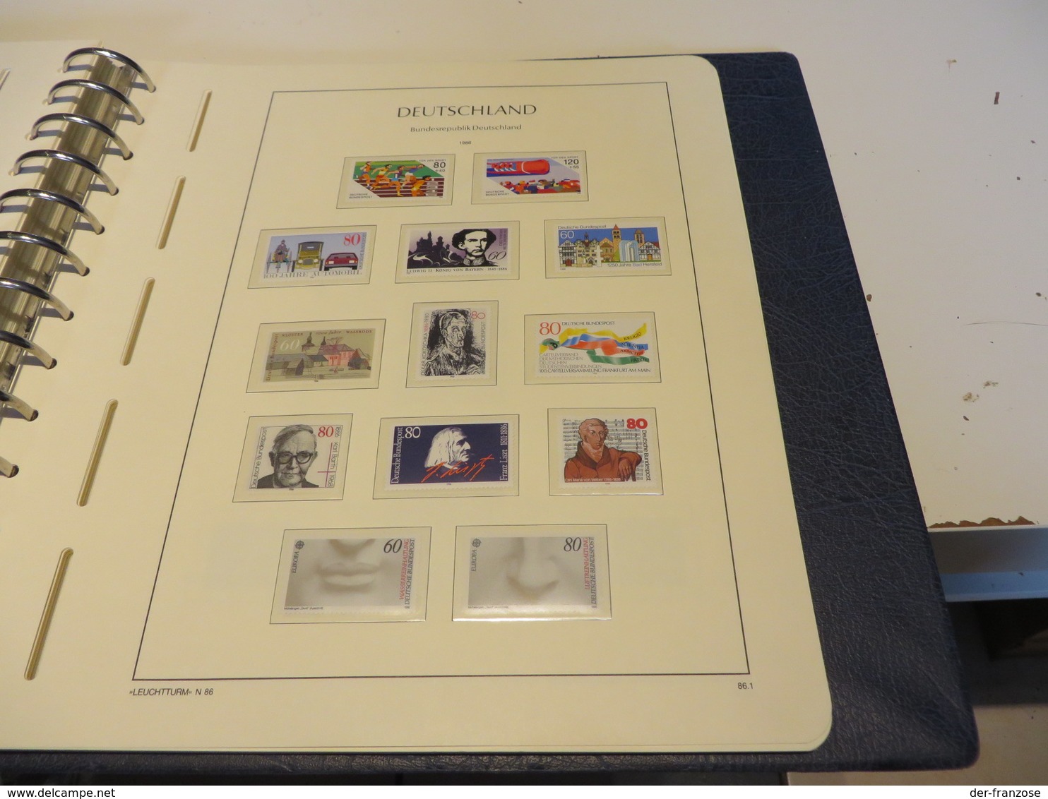 DEUTSCHLAND  1970 bis 1989  LEUCHTTURM - FALZLOS - VORDRUCKTEX  mit   ** /  MARKEN im BINDER