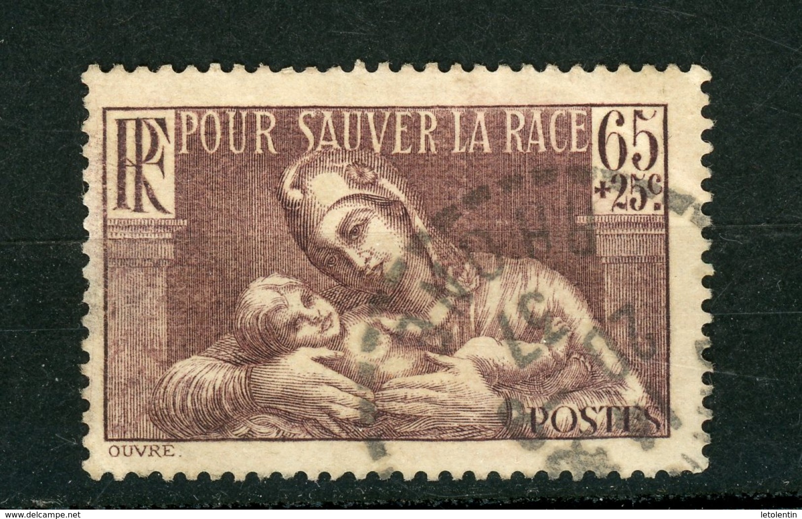 FRANCE - POUR SAUVER LA RACE - N° Yvert 356 Obli. CàD PERLÉ Du "RHONE De 1937" - Autres & Non Classés