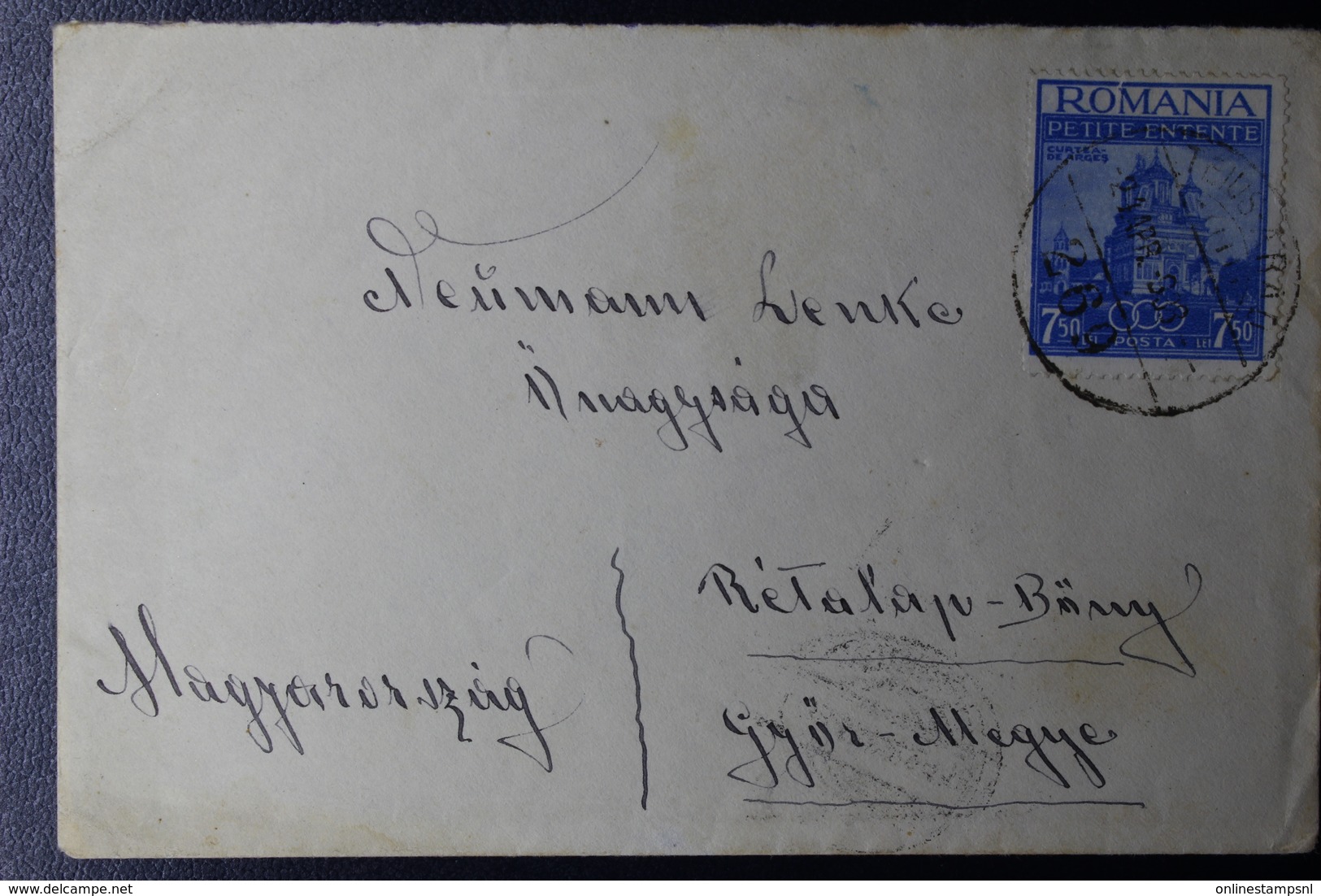 Romania Railway TPO  Cover 7.50 Little Entente Teius-Arad / 269 TPO To Györ Hungary 1938  Mi 536 - Briefe U. Dokumente