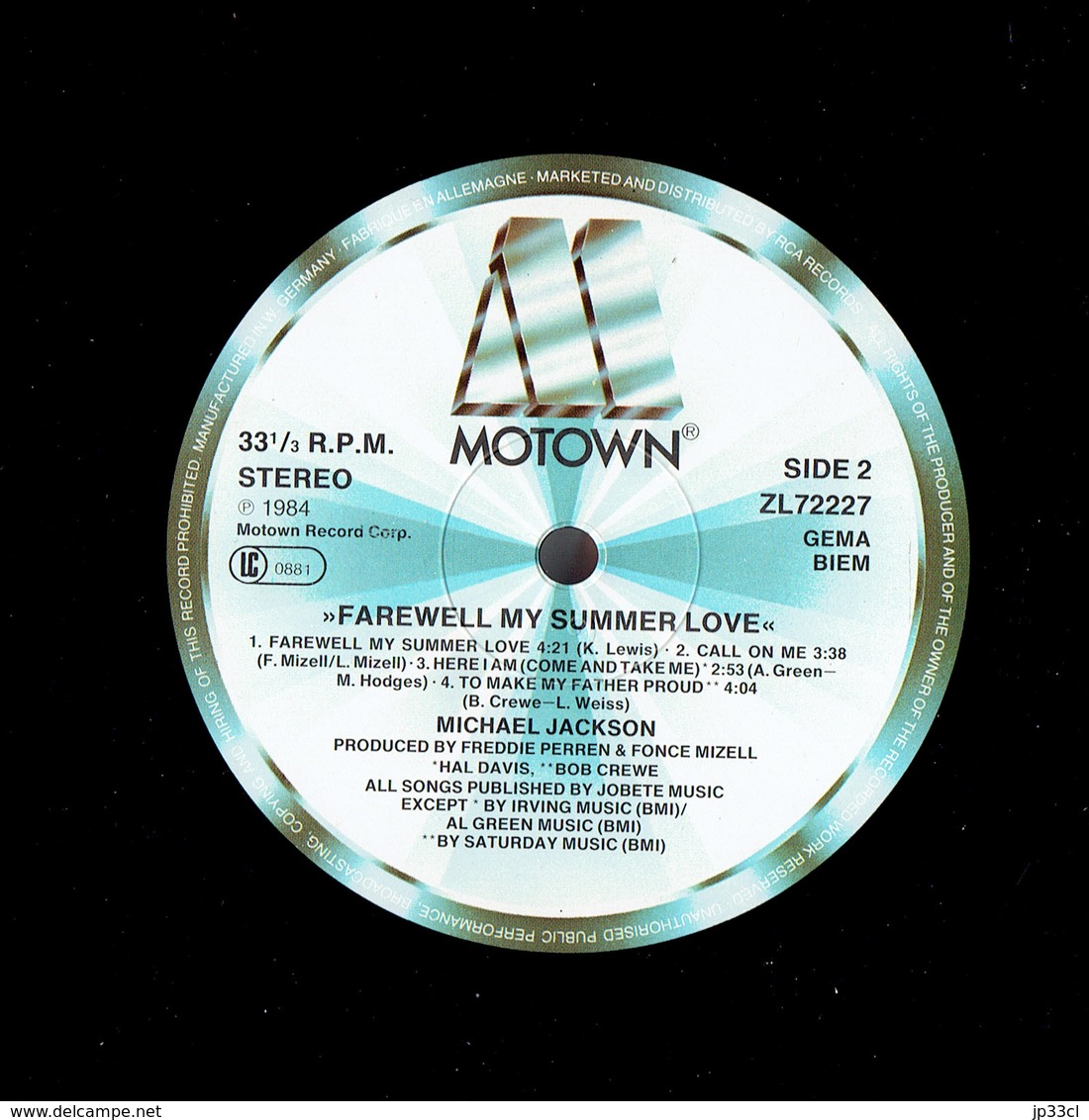 Michael Jackson Farewell My Summer Love 33 T Never Before Available From The Platinum Vaults Of Motown 1984 - Disco, Pop