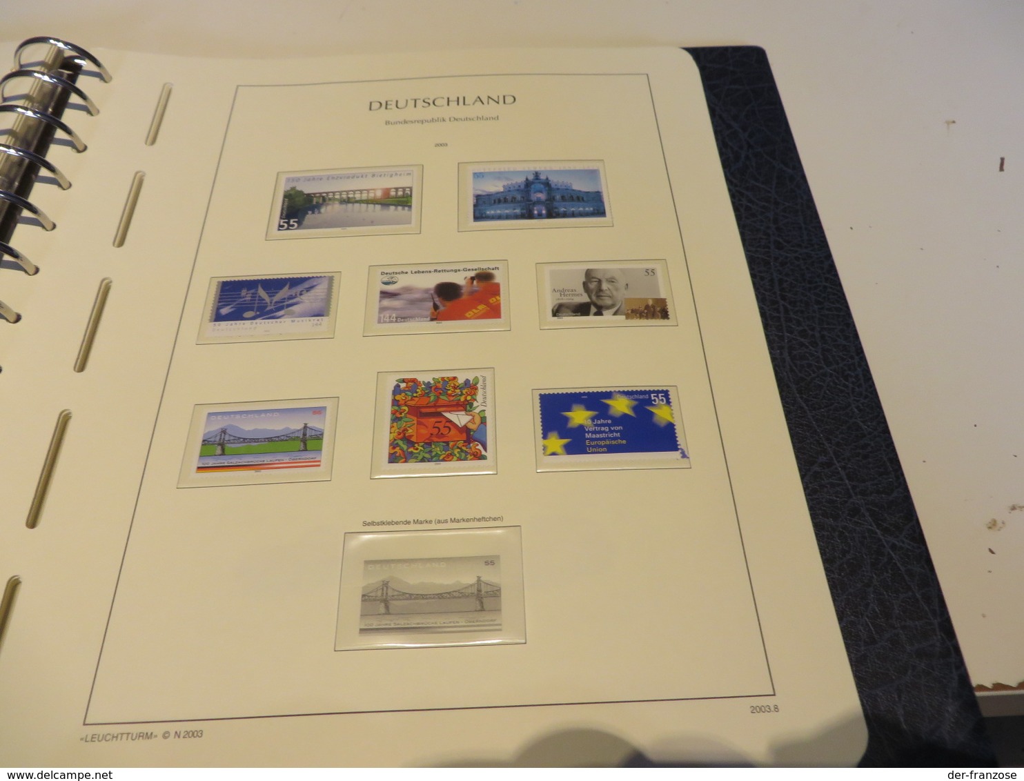 DEUTSCHLAND  2001 bis 2005  LEUCHTTURM - FALZLOS - VORDRUCKTEX  mit   ** /  MARKEN im BINDER