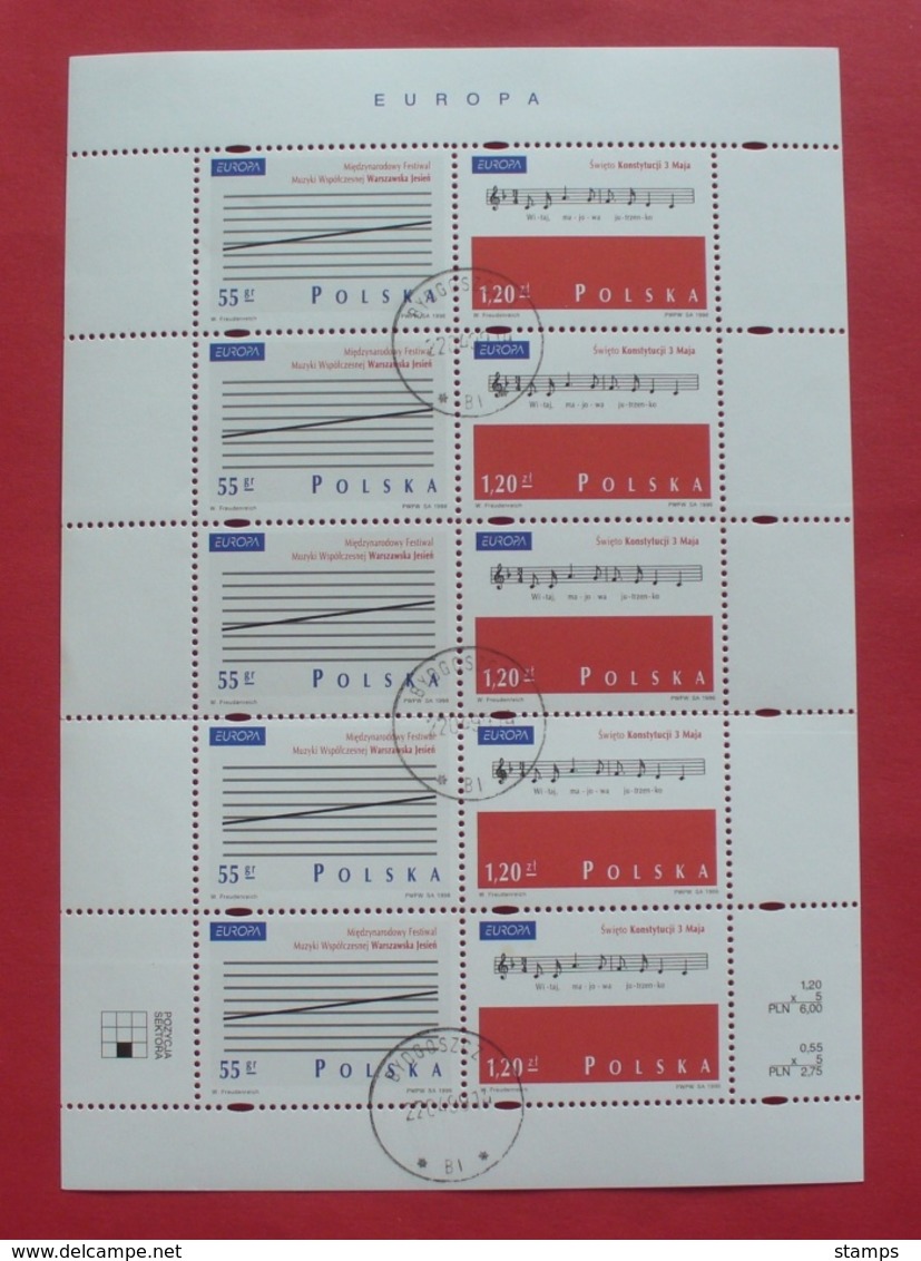 Poland 1998 - Used (with Gum) - Sheet Fi 3566/67 - Europa CEPT - Pologne Polen Polonia --- 410 Bl - Blocs & Feuillets