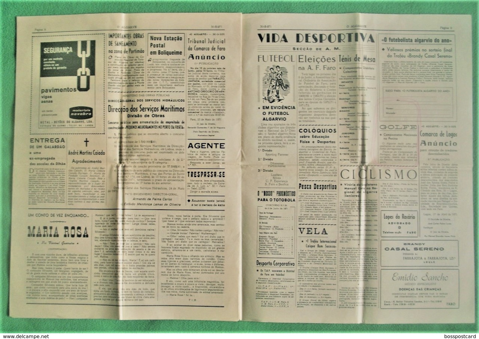 Faro - Jornal O Algarve Nº 3296 De 30 De Maio De 1971 - Informaciones Generales