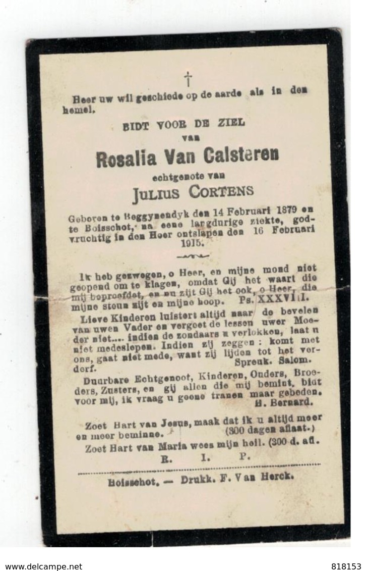 DP Rosalia Van Calsteren Geboren Begijnendijk 1879,echtgen. V JULIUS CORTENS,gestorven Booischot 1915 - Religion & Esotérisme