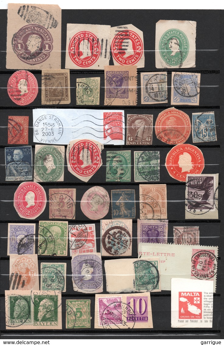 MONDE ENTIER : grand vrac de fragments d'entiers postaux