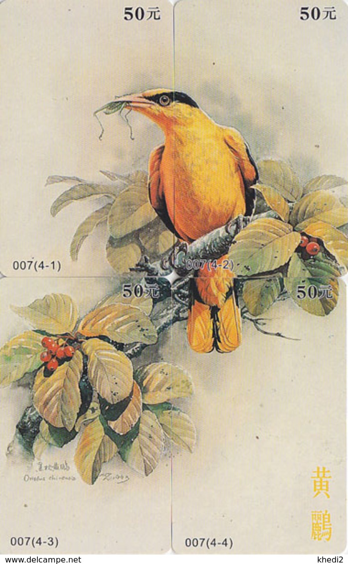 PUZZLE 4 TC Chine - ANIMAL - OISEAU - LORIOT - 4 Télécartes - 4 Phonecards Bird Songbird - Vogel TK - 4530 - Passereaux