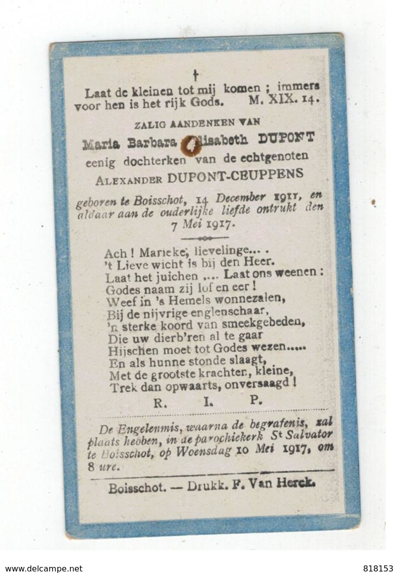 DPMaria Barbara Elisabeth DUPONT Geb.Booischot 1911, Dochterken V Alexander DUPONT-CEUPPENS ,gestorven Booischot 1917 - Religion & Esotérisme