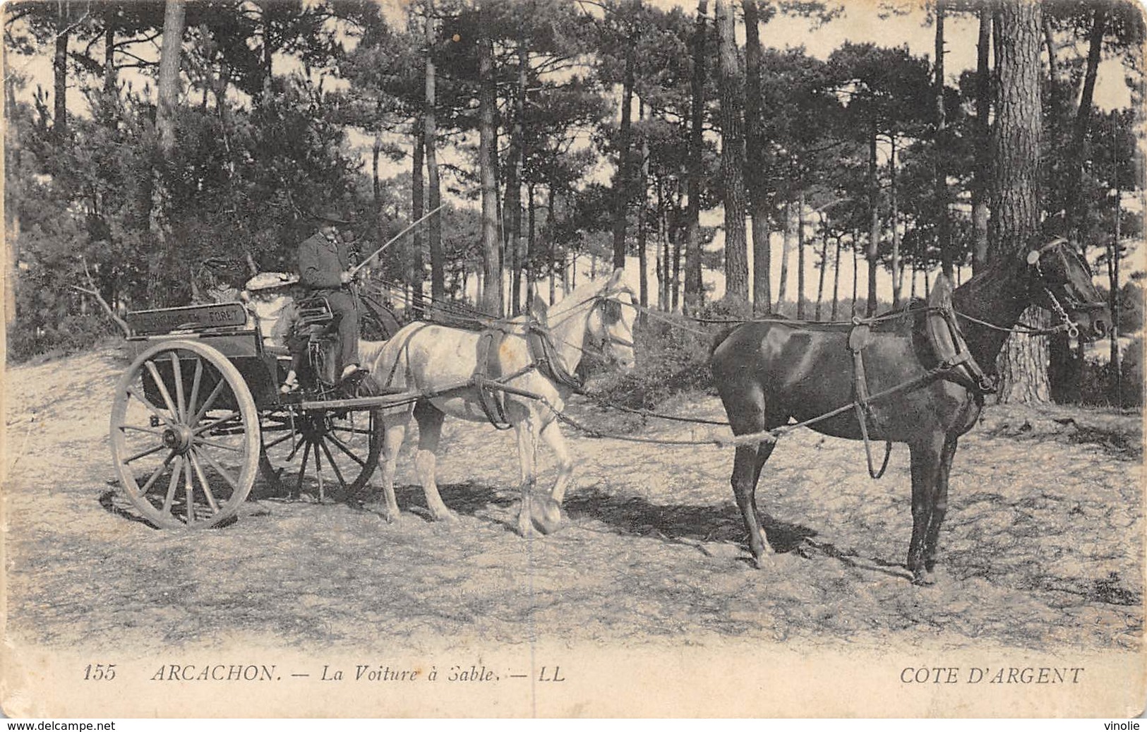 20-877 : ARCACHON. LA VOITURE A SABLE. CHEVAUX. CHEVAL. EDITION LL. - Arcachon