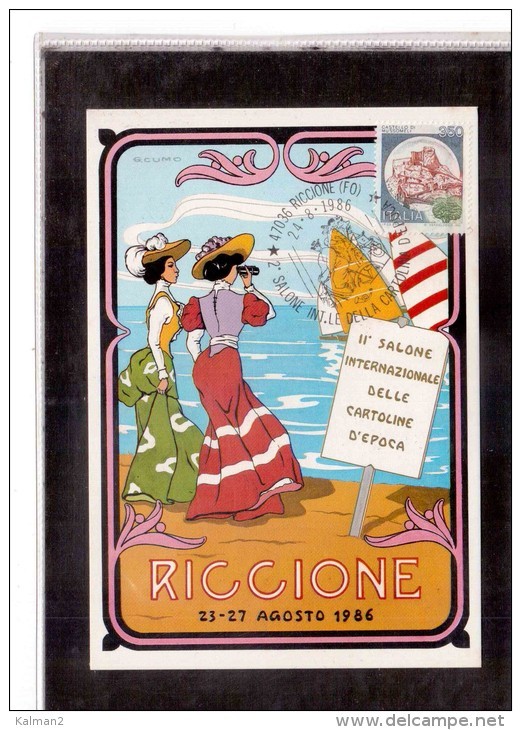 TEM10880  -    2° SALONE INT.LE DELLA CARTOLINA D'EPOCA  /    RICCIONE   24.8.1986 - Esposizioni Filateliche