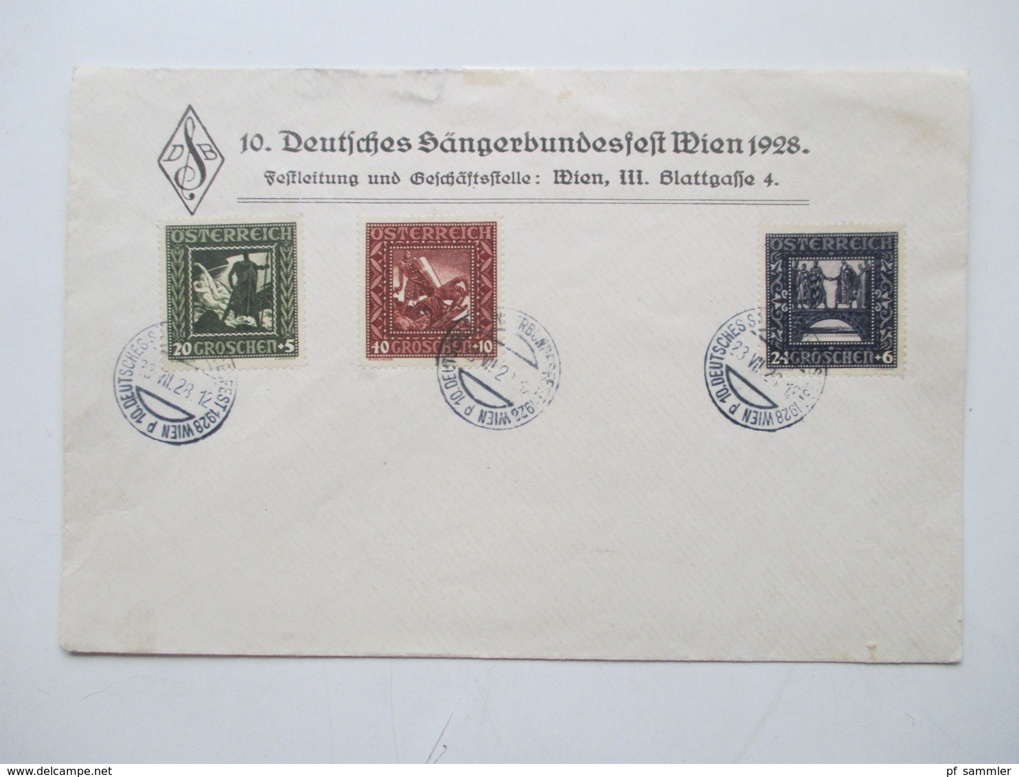 Österreich 1926 Nibelungensage Nr. 488 - 493 Satz Auf 2 Umschlägen 10. Deutsches Sängerbundesfest Wien 1928 - Lettres & Documents