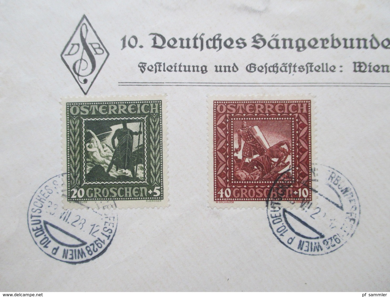 Österreich 1926 Nibelungensage Nr. 488 - 493 Satz Auf 2 Umschlägen 10. Deutsches Sängerbundesfest Wien 1928 - Cartas & Documentos