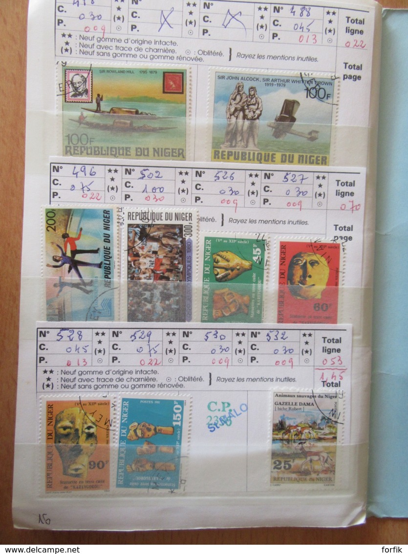 Achat immédiat - Carnet de timbres Ex-Colonies françaises dont Madagascar, Côte-d'Ivoire, etc - Oblitérés + qqles neufs
