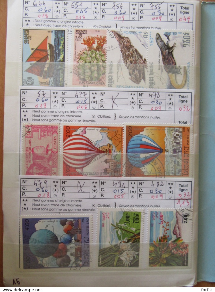Achat immédiat - Carnet de timbres Ex-Colonies françaises dont Haute-Volta, Laos, etc... - Oblitérés + qqles neufs
