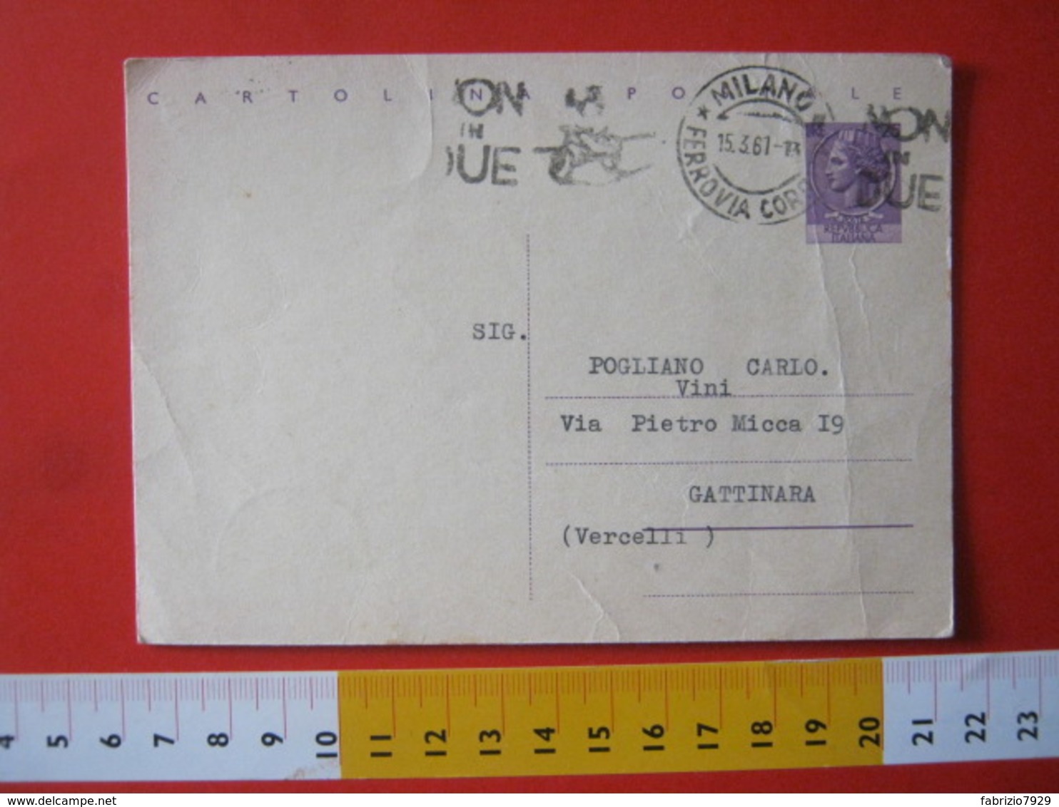 PC.4 ITALIA CARTOLINA POSTALE - 1956 SIRACUSANA £ 25 SCRITTA ALTO DA MILANO 1961 Targhetta NON IN DUE BICICLETTA BIKE - Interi Postali