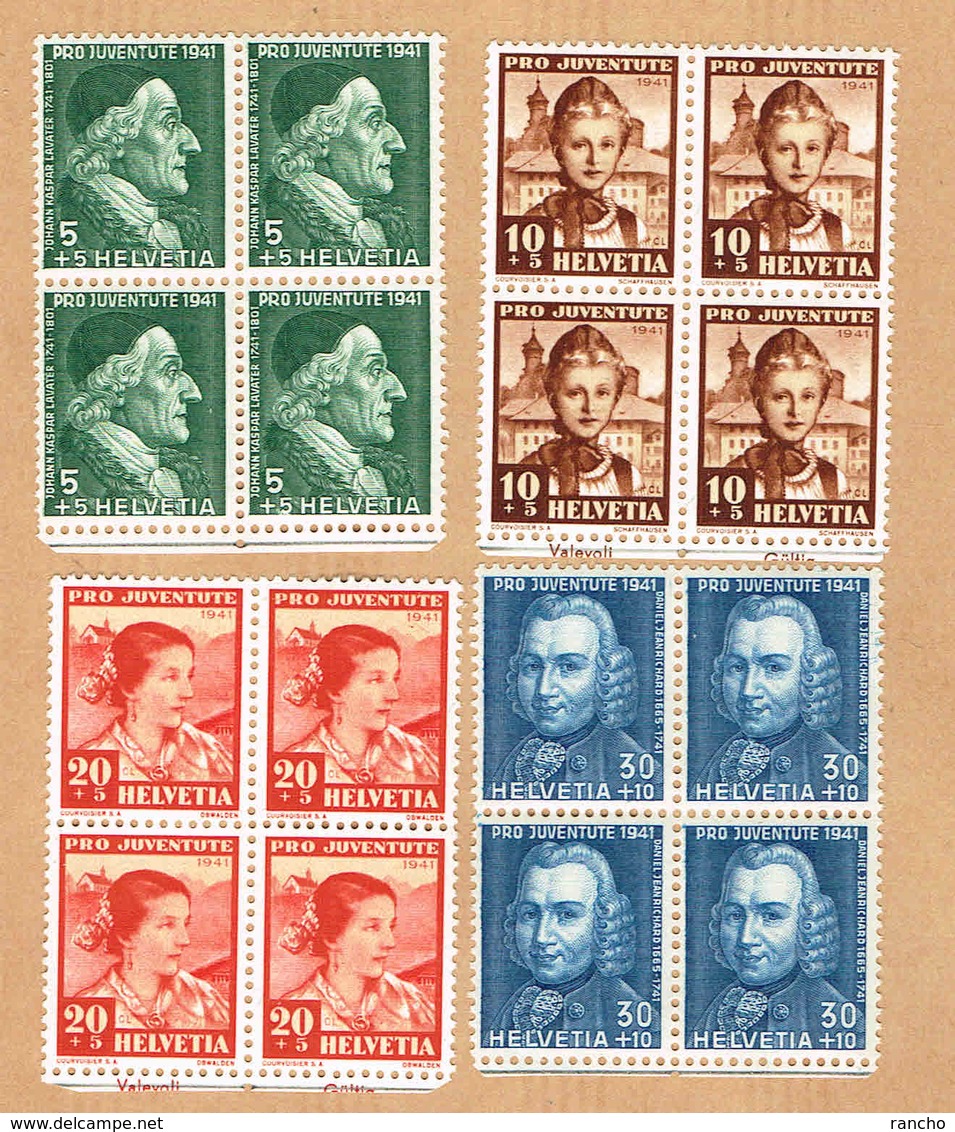 ** PRO/J.1941 . BLOCS DE 4 TIMBRES COLLECTIONS NEUFS C/.S.B.K. Nr:J97/J100. Y&TELLIER Nr:371/374. MICHEL Nr:399/402.** - Nuovi