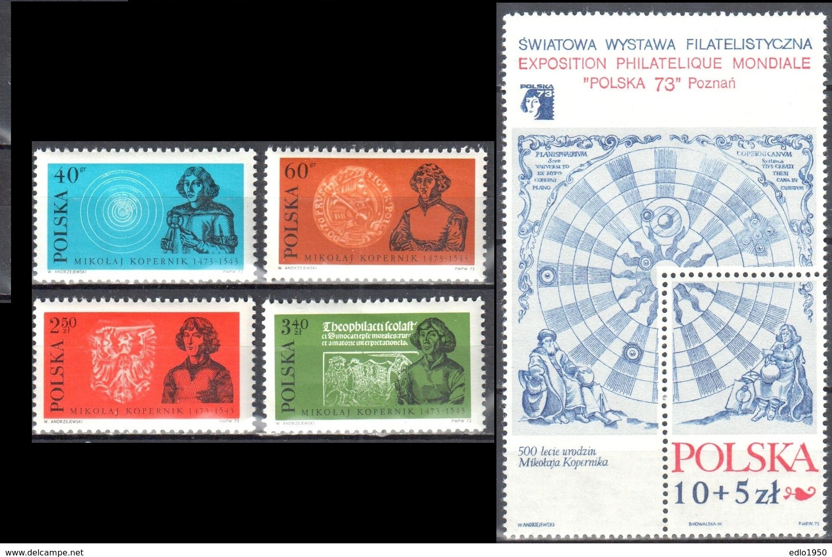 Poland 1972 Nicolaus Copernicus - Mi 2182-85+ms 52 - MNH(**) - Postfrisch - Nuevos