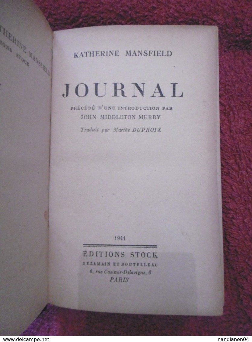 2 Livres  - Katerine Mansfield - Journal & Lettres - 1941 - 1901-1940