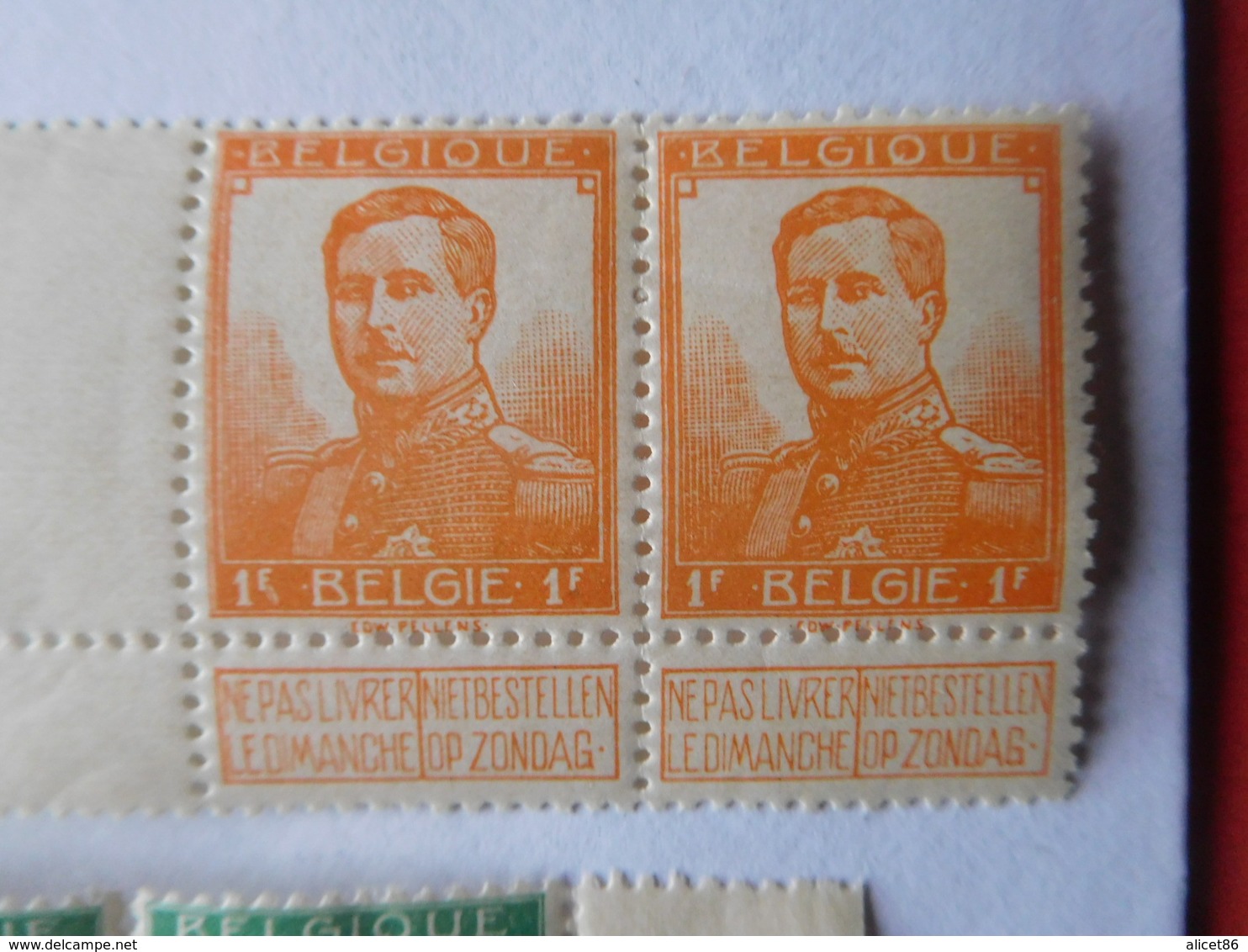 12 Timbres Neufs Belgique 1912 / Albert 1er / 2x25c - 8x40c - 2x1fr - 1912 Pellens