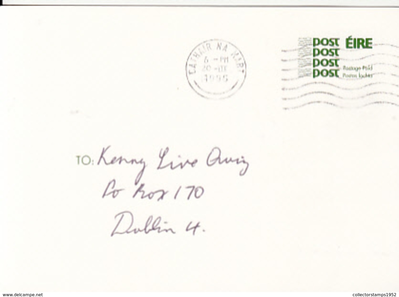 84415- PREPAID POSTCARD STATIONERY, 1996, IRELAND - Postal Stationery