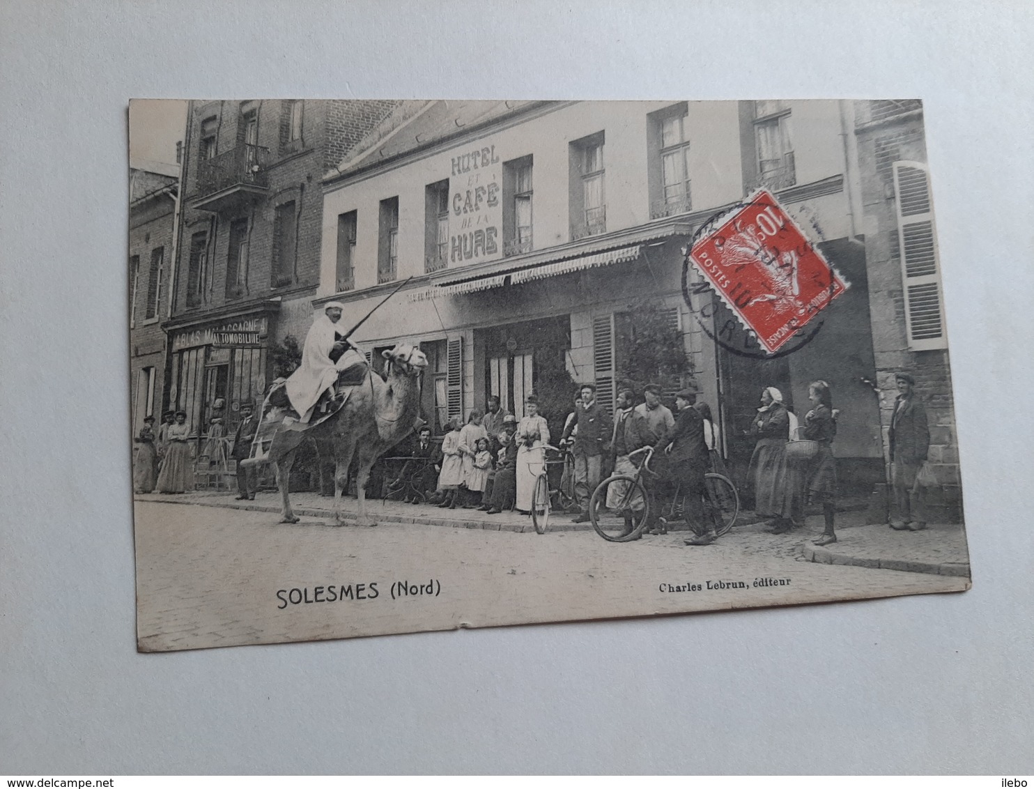 59 Solesmes Hotel Café De La Hure Chameau Cyclistes 1910 - Solesmes