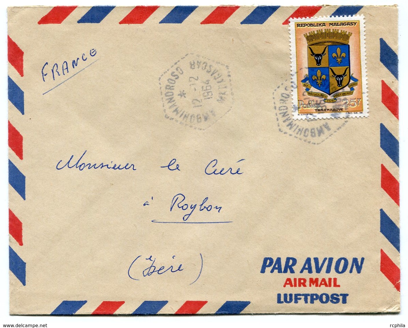 RC 15257 MADAGASCAR AMBOHIMANDROSO 1964 CACHET HEXAGONAL PERLÉ SUR LETTRE / COVER TB - Madagaskar (1960-...)