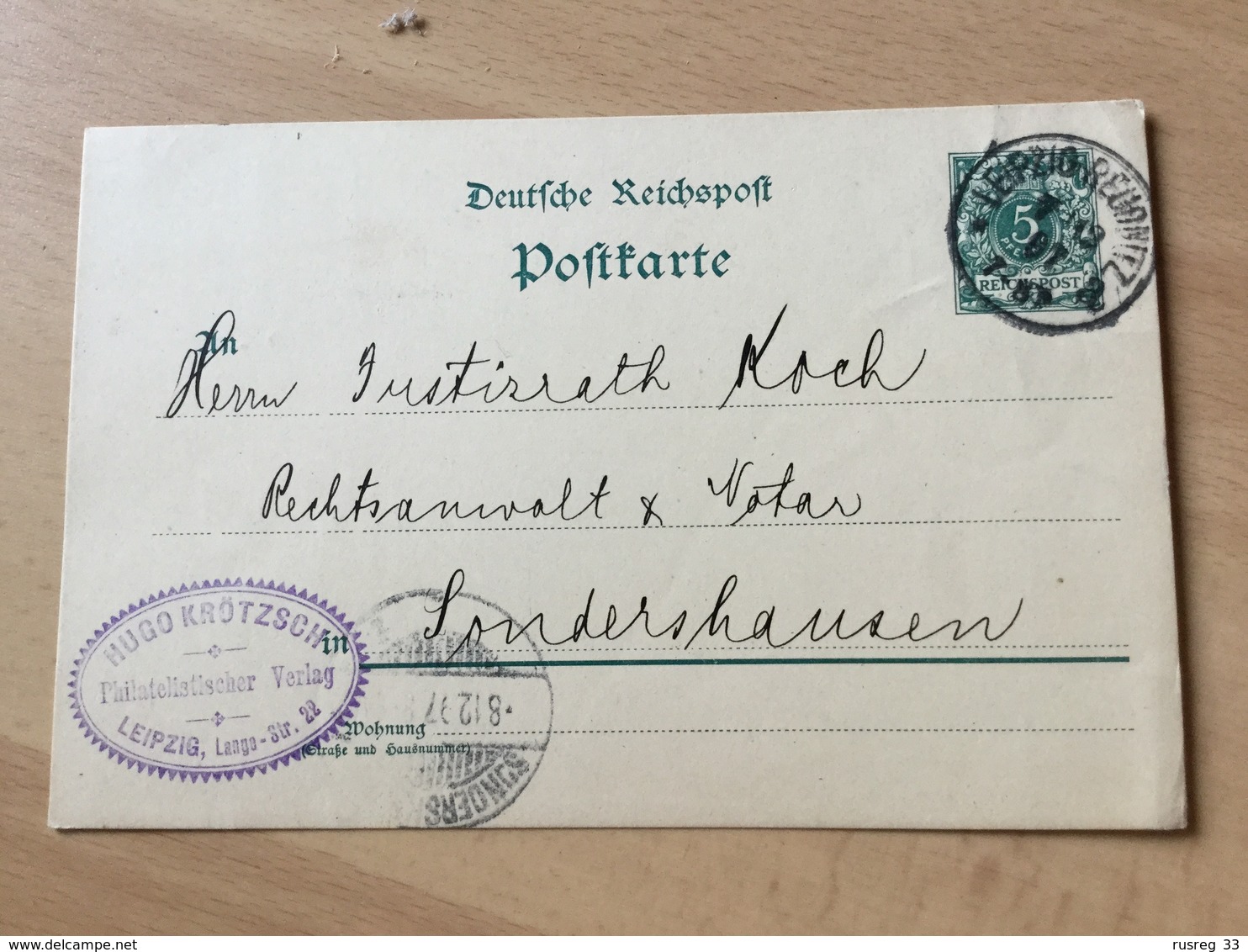 K8 Deutsches Reich Ganzsache Stationery Entier Postal P 36I Von Leipzig Nach Sondershausen - Other & Unclassified