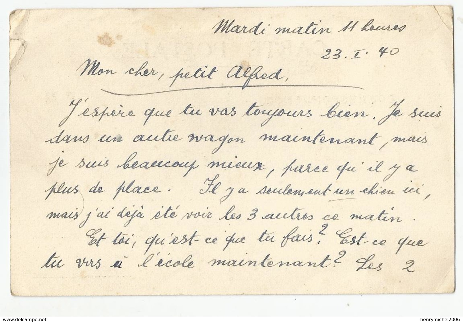 Marcophilie Carte En Franchise Fm Lille 59 Pour Mouterhouse Près Bitche 57 Moselle - 1940 - Cartas & Documentos