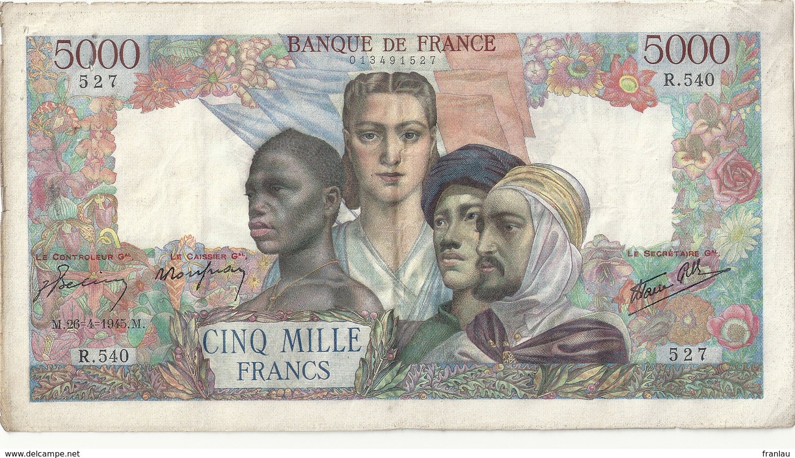 5000 Francs  Empire Français 26-4-1945 (ttb) - 5 000 F 1942-1947 ''Empire Français''