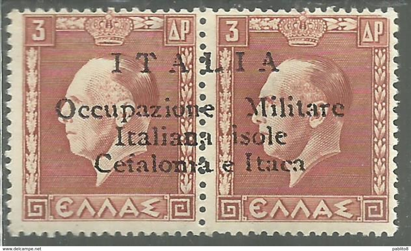 OCCUPAZIONE ITALIANA CEFALONIA E ITACA KEFALONIA ITHACA 1941 KING GEORGE II RE GIORGIO ARGOSTOLI 3 + 3 D MNH CERTIFICATO - Cefalonia & Itaca