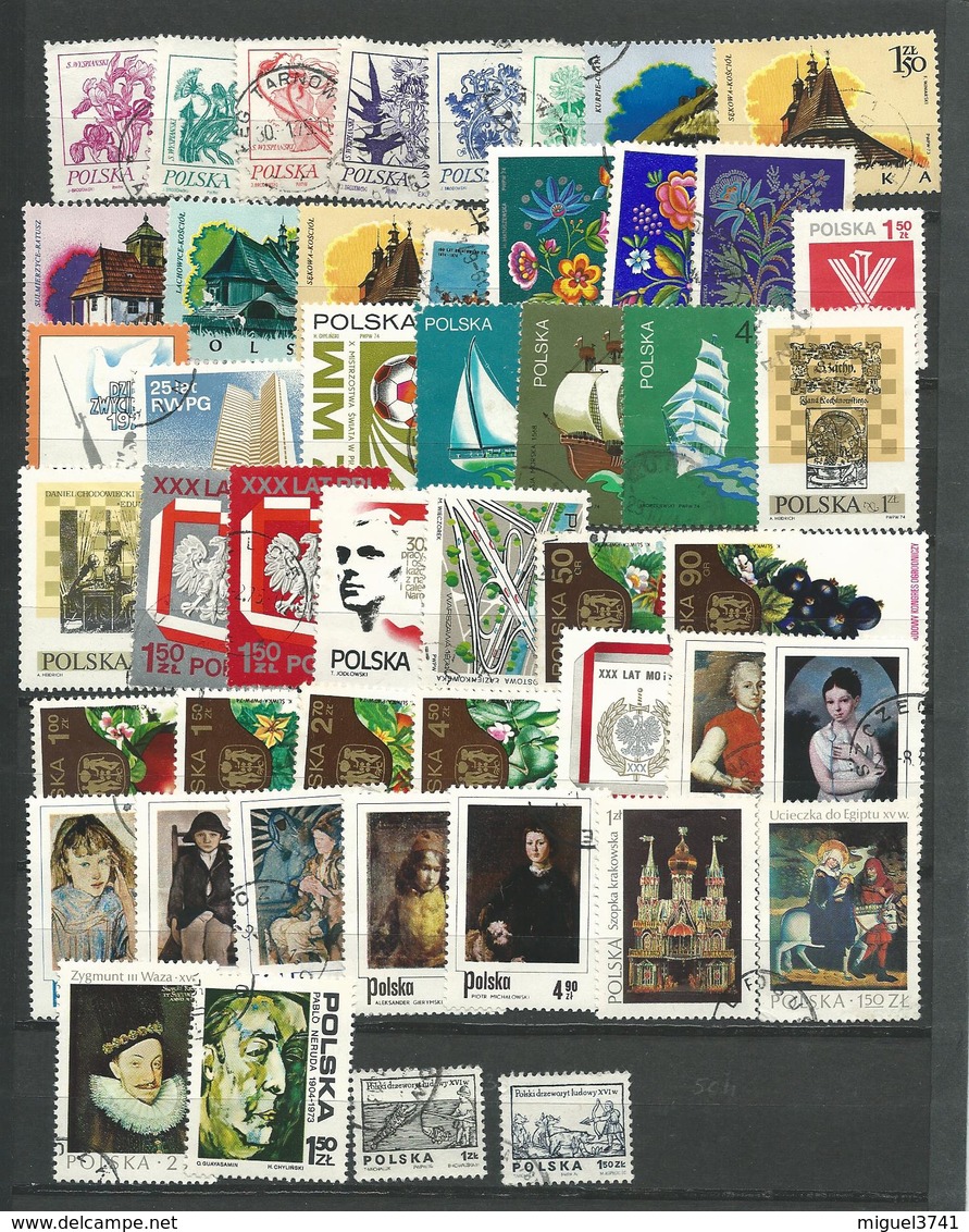 POLOGNE   1974 - 48 Timbres  Tous Differents  Voir Scan Lot  80 - Detail Annonce - Collezioni