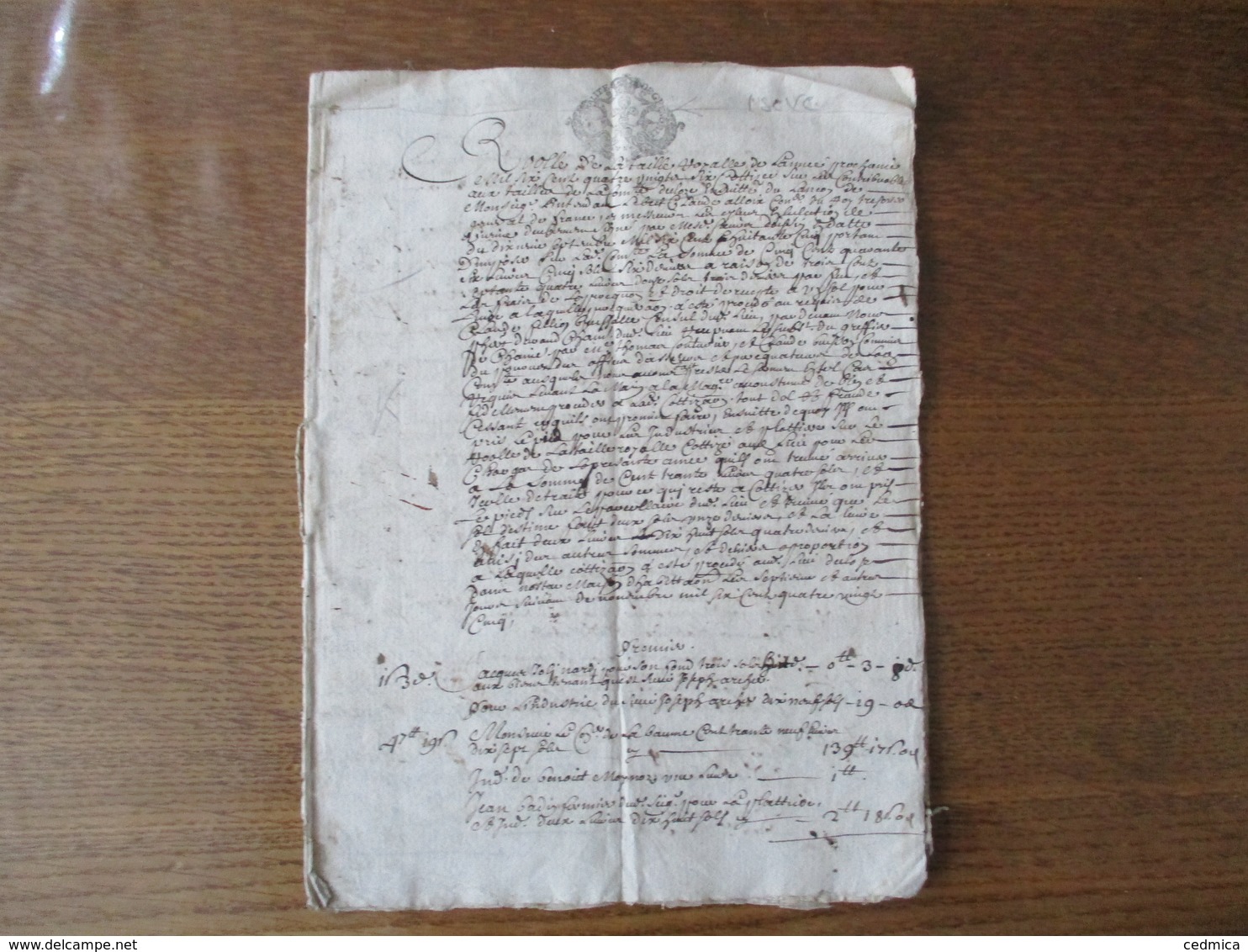 20 9bre 1685 ROLLE DE LA TAILLE ROYALLE DE 1686 DE LA COMTE DULOZE CACHETS GENERALITE DE GRENOBLE 12 PAGES - Cachets Généralité