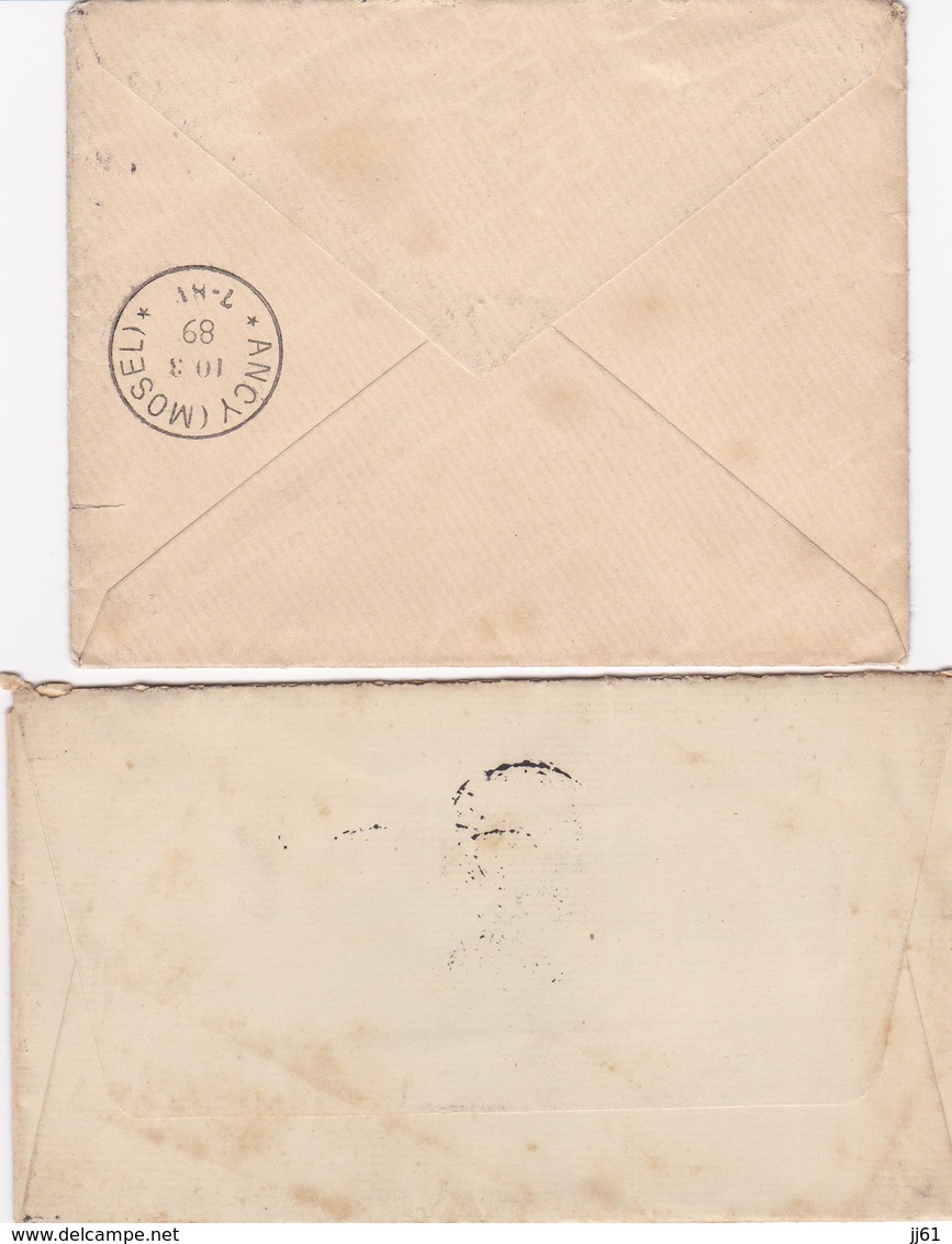 LOT 7 ENVELOPPES AFFRANCHIES DE 1875 A 1889 TIMBRES-POSTES CACHETS POSTALE DIFFERENT PELTRE METZ PONT A MOUSSON - Sonstige & Ohne Zuordnung