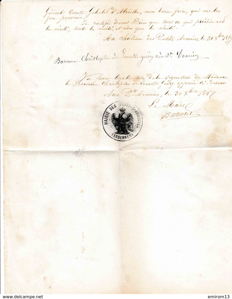 08 Ardennes Françaises Législation De Signatures Sceau De La Mairie Des Petites Armoises 1897 210x270 - Autres & Non Classés