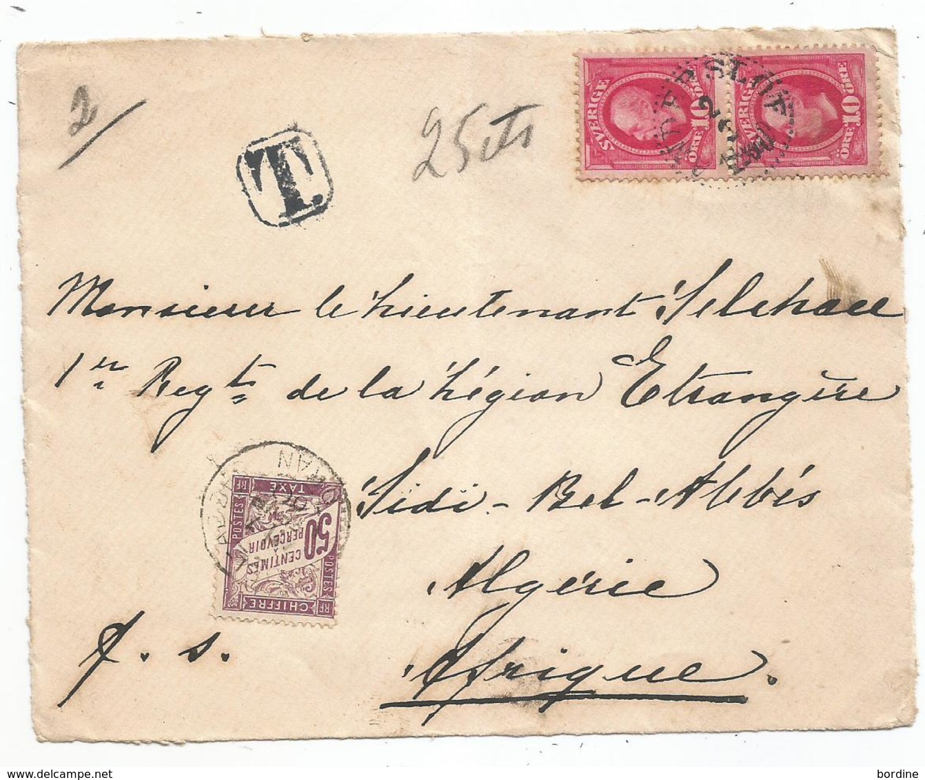 -ALGERIE - SIDI BEL ABBES - Paire Taxe Duval N° 35  De Suéde - 1900 - Sonstige & Ohne Zuordnung