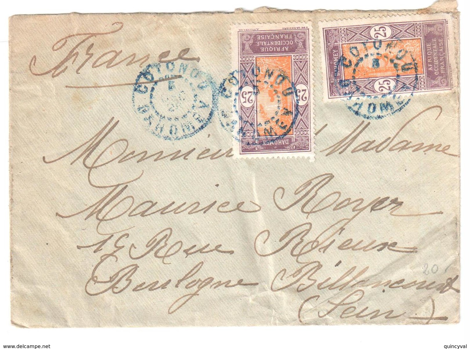 COTONOU Dahomey Lettre 25c Récolte Noix De Coco Yv 63 - Cartas & Documentos