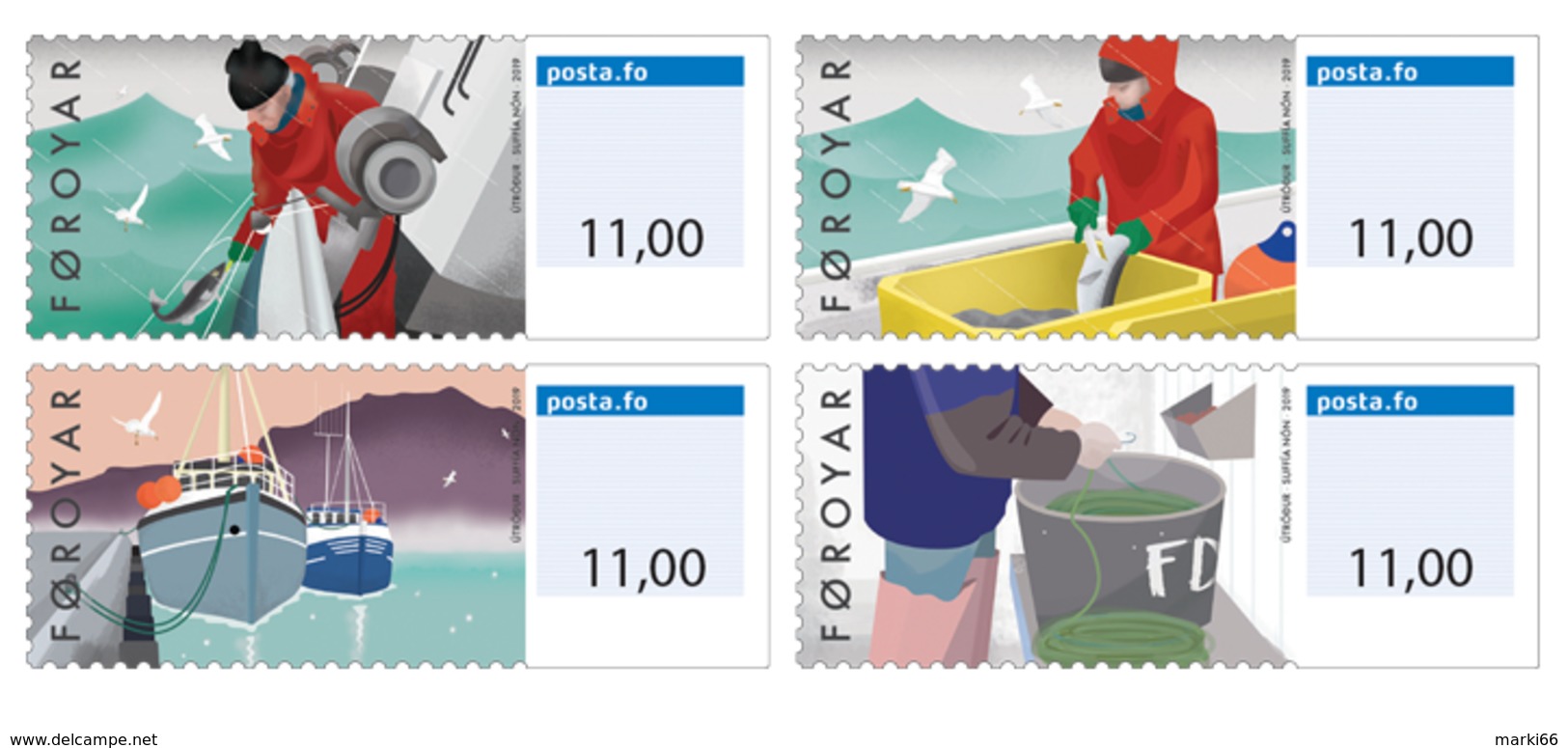 Faroe Islands - 2019 - Coastal Fishing - Mint Self-adhesive ATM Stamp Set - Faroe Islands