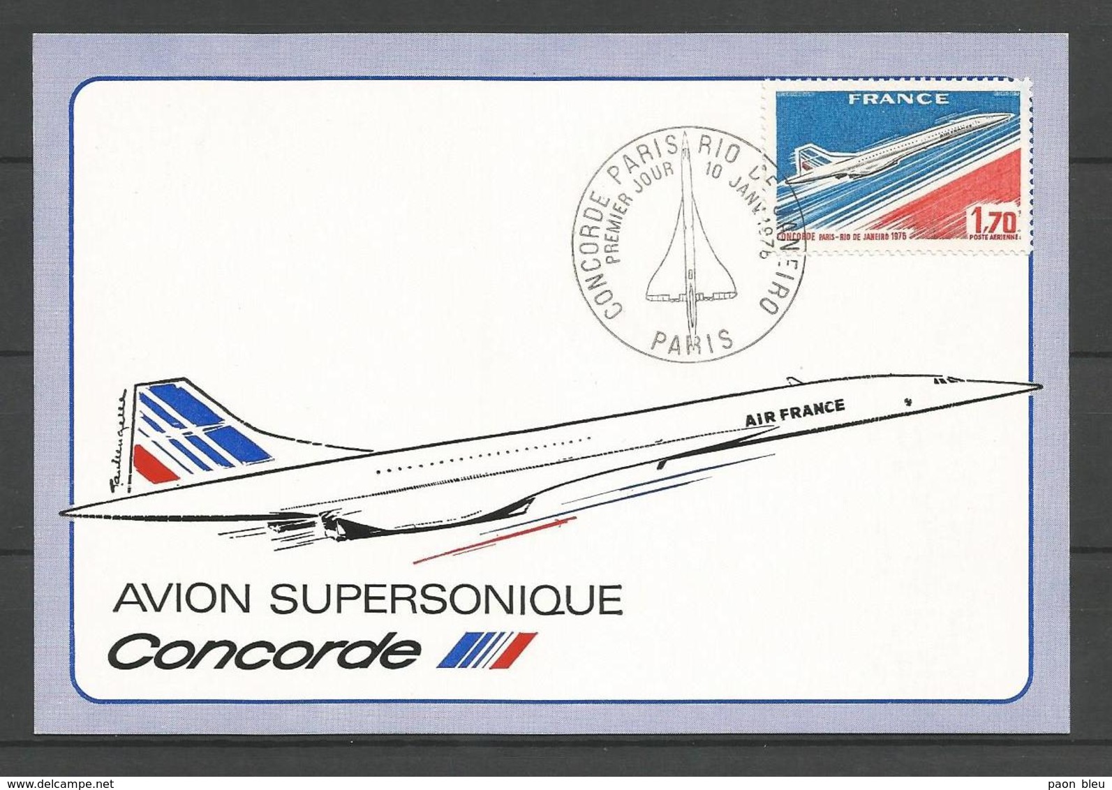 France - Aérophilatélie - Carte Souvenir Concorde 1er Jour Paris Rio De Janeiro - 1960-.... Covers & Documents