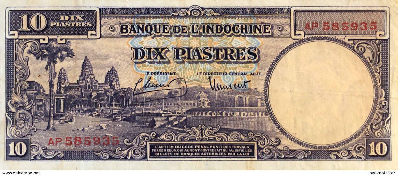 French Indochina 10 Piastres, P-80 - Very Fine - Indochina