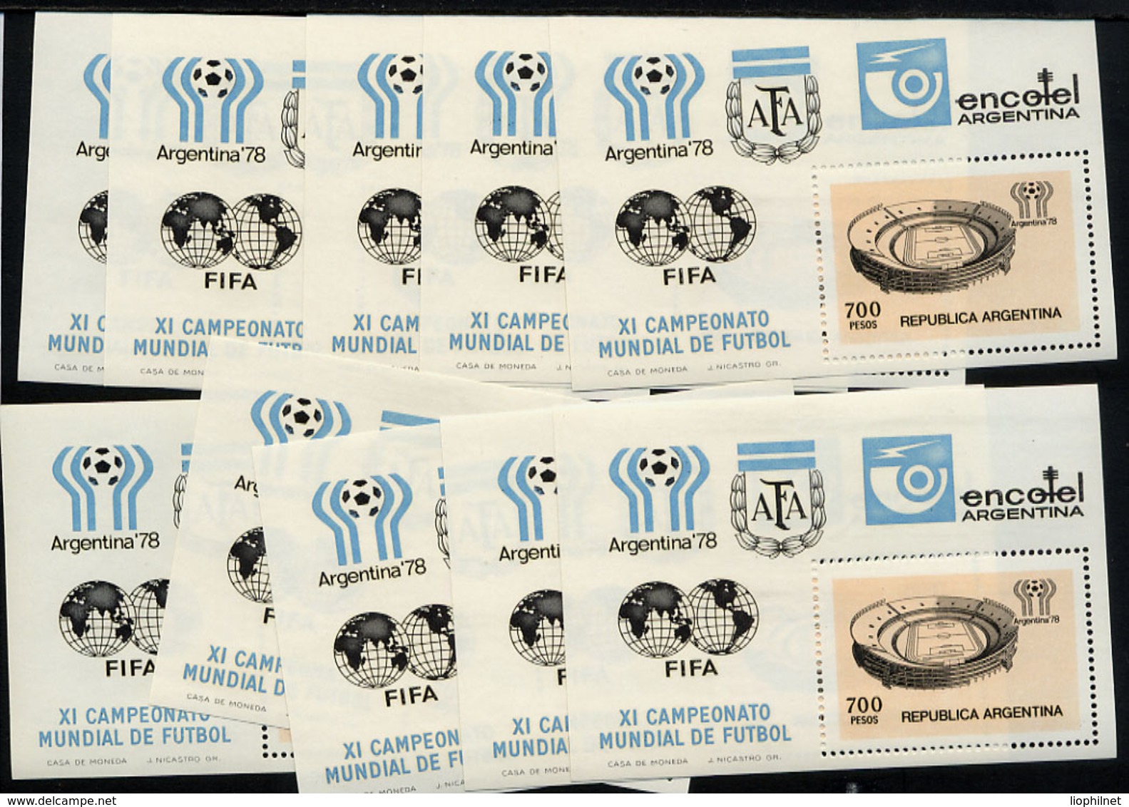 ARGENTINE ARGENTINA 1978, FOOTBALL, FUTBOL, 1 Bloc X 10 Exemplaires, Neufs / Mint. R018 - Hojas Bloque