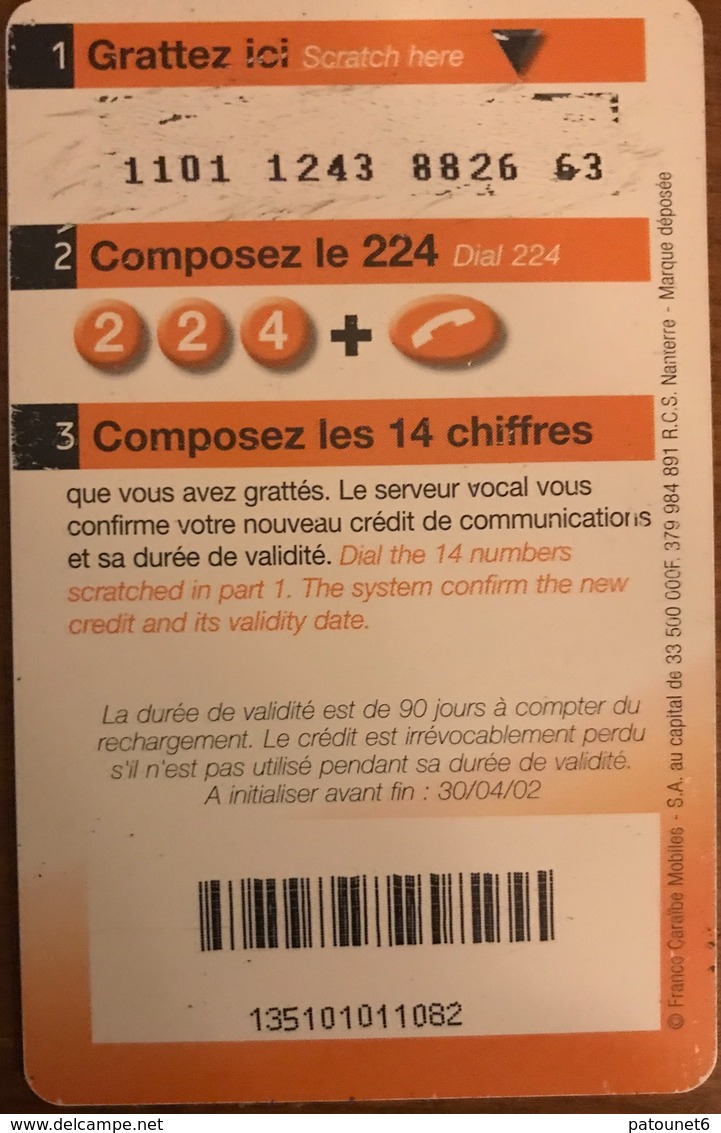 ANTILLES FRANCAISES - France Caraïbes Mobile - Orange - Etoile De Mer  -  150 - Antillas (Francesas)