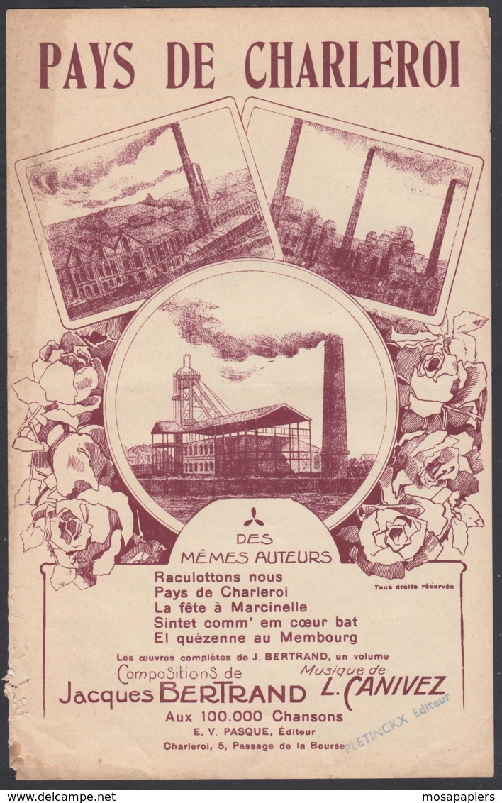 Mines - Mineurs - Pays De Charleroi - Partitions Musicales Anciennes