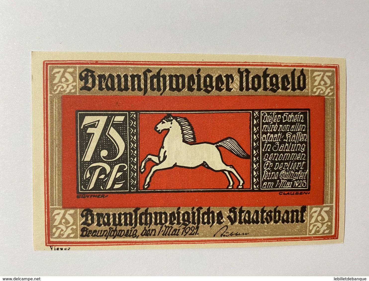 Allemagne Notgeld Braunschweig 75 Pfennig - Collections