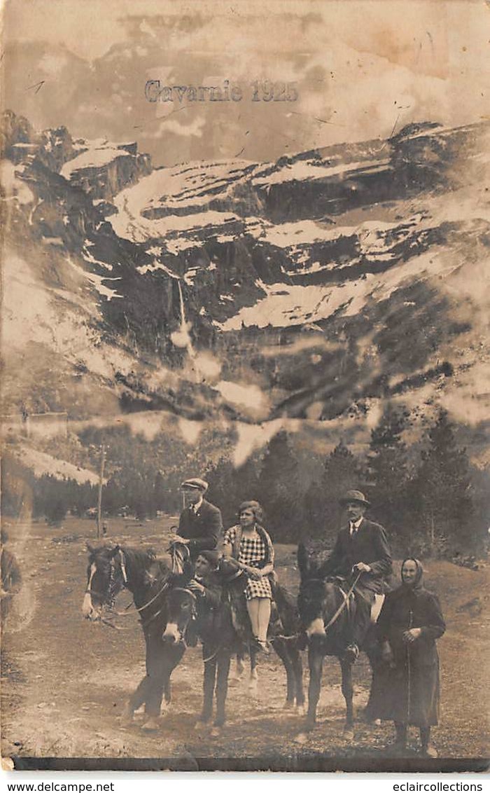 Gavarnie       65         Excursionnistes A Dos D'âne 1925 . Carte Photo       (voir Scan) - Gavarnie