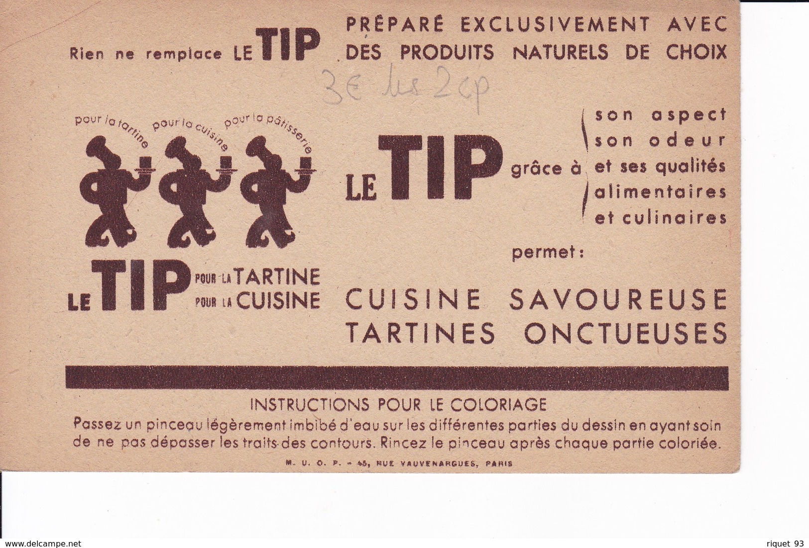 Lot 2 Images(9/14cm) Dessins Pour Enfants-Dos Pub Pour Le Produit TIP Pour Tartine Et Cuisine - Other & Unclassified