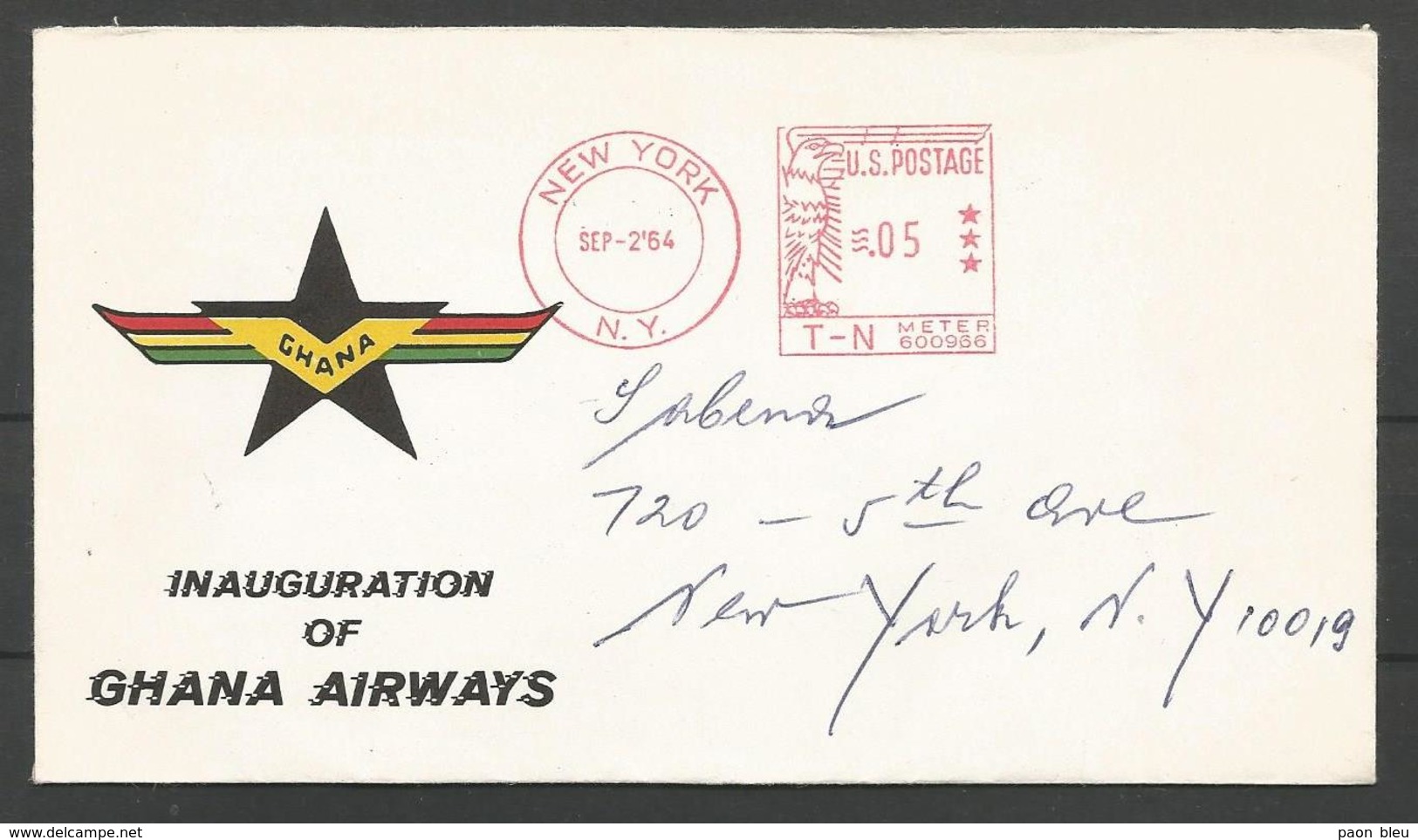 Aérophilatélie - USA -  Lettre 02/09/64 - Inauguration Ghana Airways - 3c. 1961-... Lettres