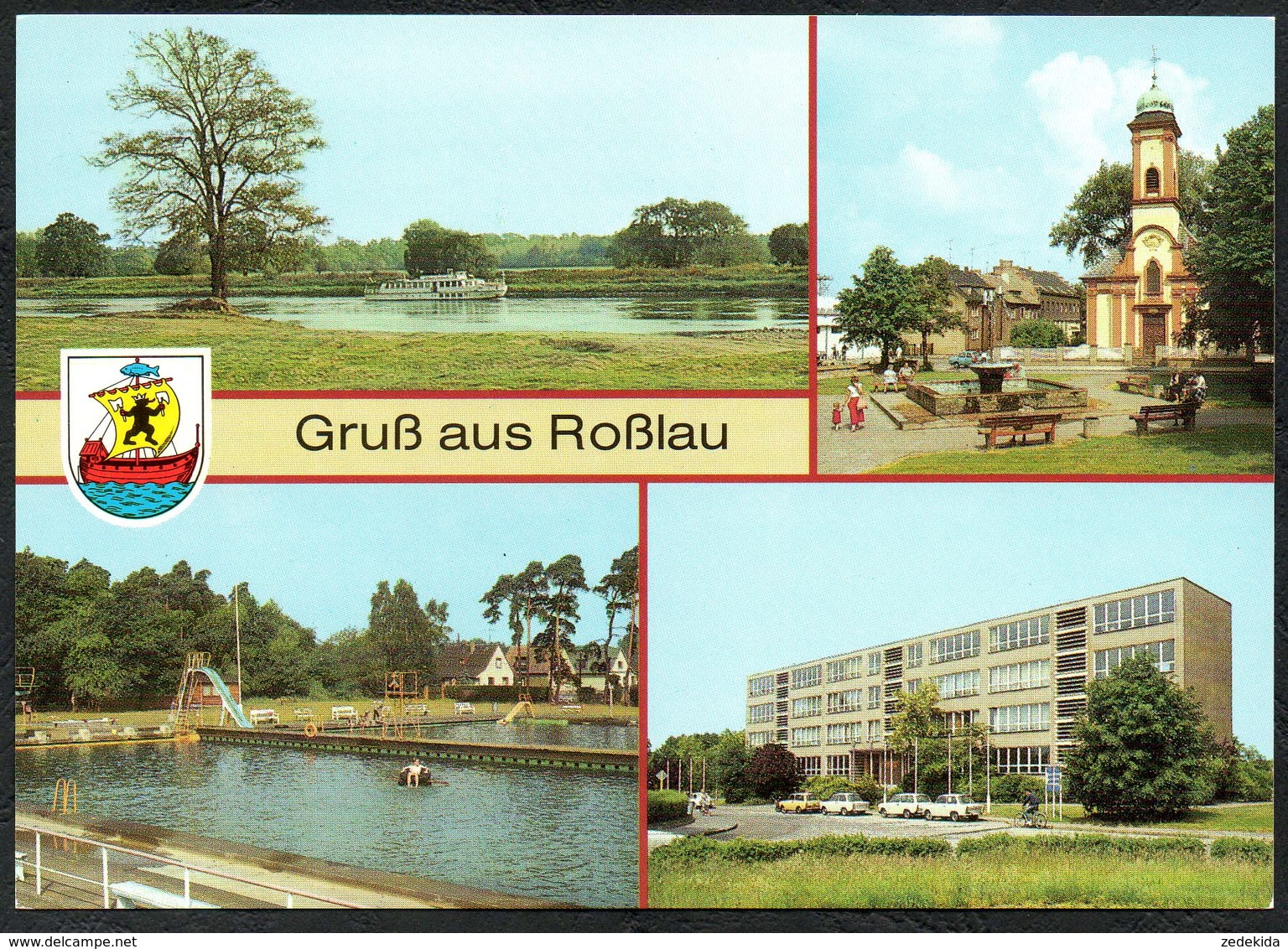 D2725 - TOP Roßlau Ernst Thälmann Schule Freibad - Bild Und Heimat Reichenbach - Rosslau