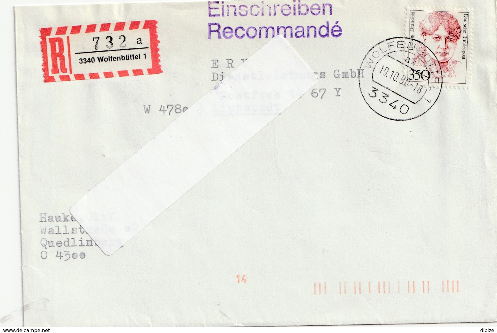 Deutschland. Zirkulierter Brief. 1 Briefmark. Hedwig Dransfeld. Stempel 1990. Einschreiben. - Berühmte Frauen