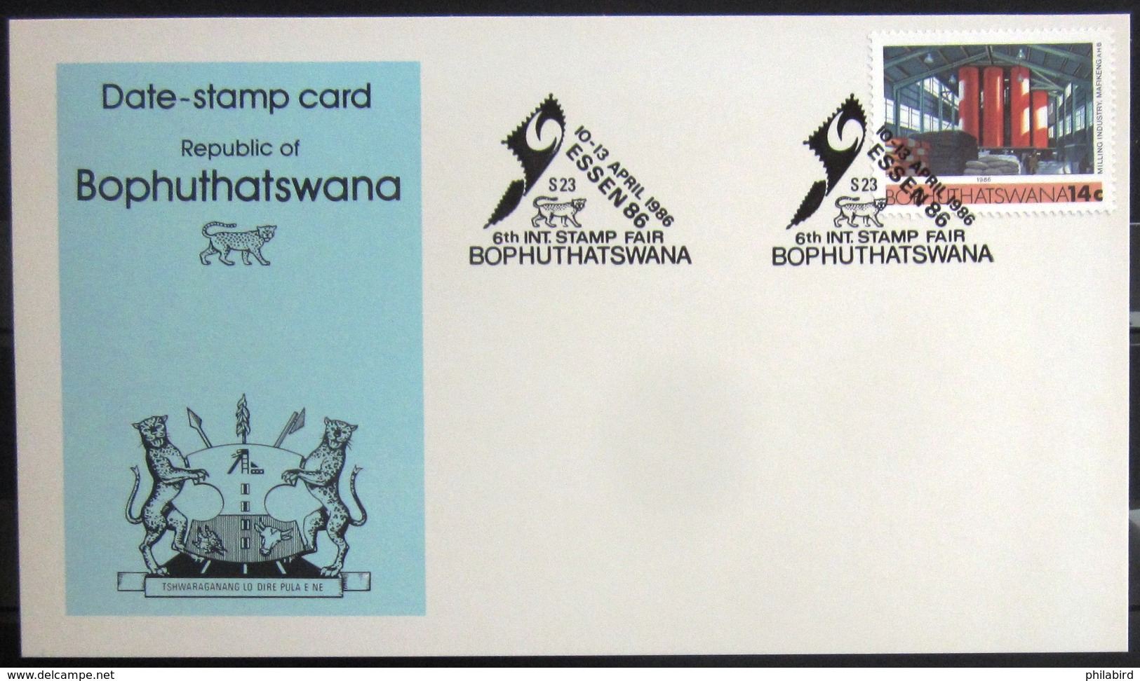 BOPHUTHATSWANA                Carte Commémorative   " ESSEN 86 " - Bophuthatswana