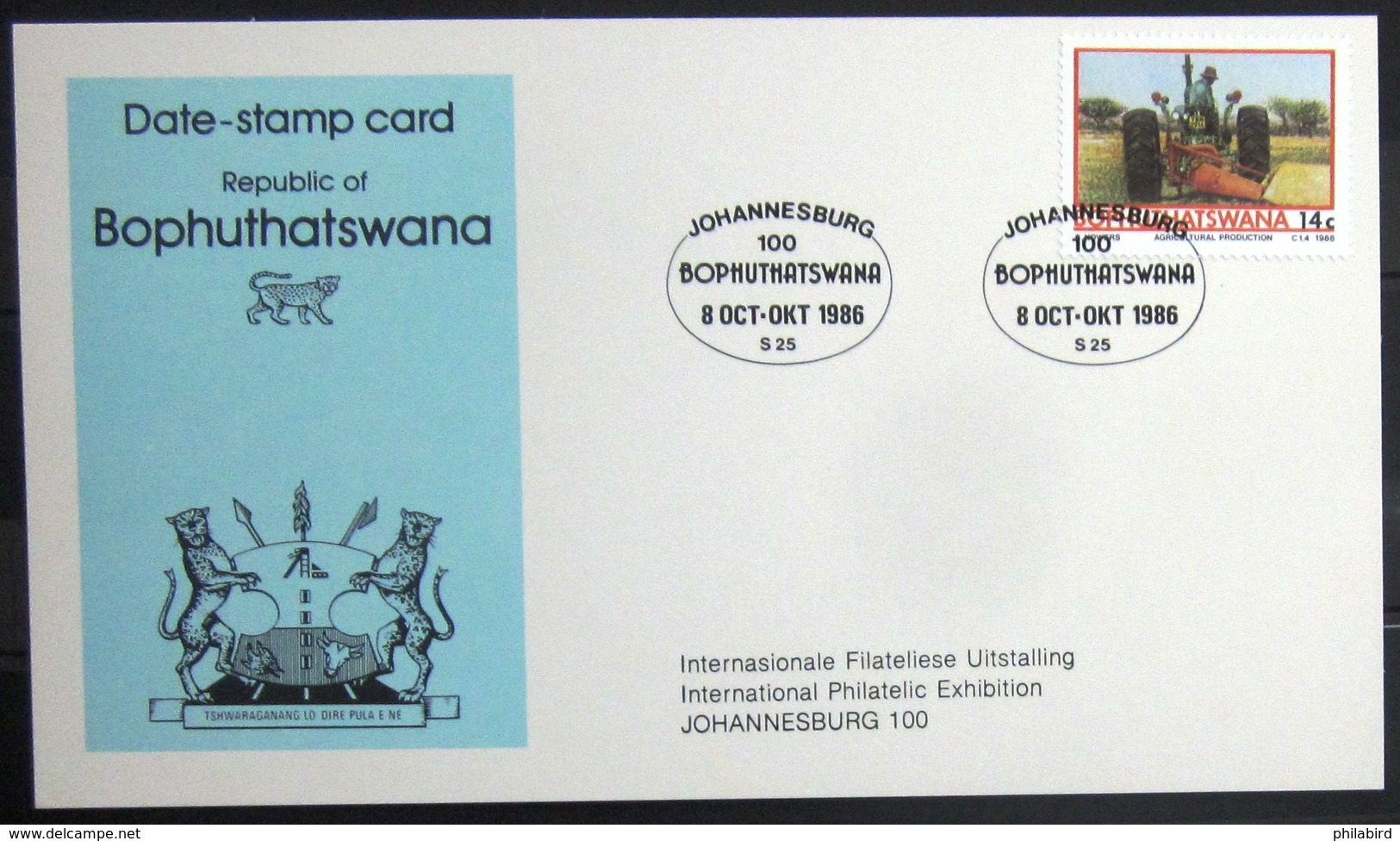 BOPHUTHATSWANA                Carte Commémorative   " JOHANNESBURG 100 " - Bophuthatswana